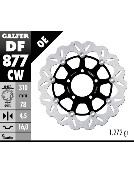 Disque de frein flottant Wave 310 mm GALFER - TRIUMPH DAYTONA 650 (05)