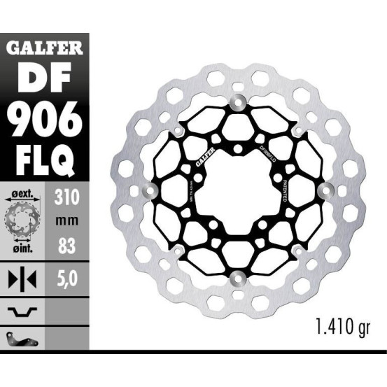 Disque de frein avant flottant GALFER CUBIQ - 310 mm - TRIUMPH STREET TRIPLE - DAYTONA 675 R