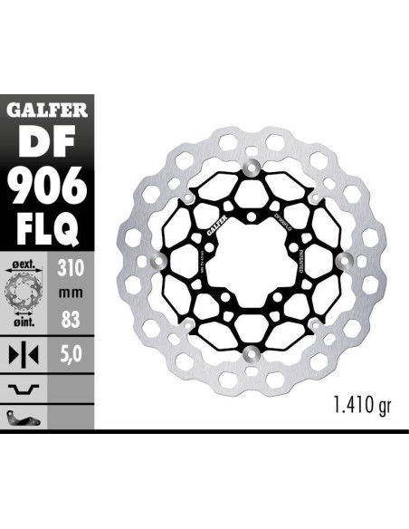 Disque de frein avant flottant GALFER CUBIQ - 310 mm - TRIUMPH STREET TRIPLE - DAYTONA 675 R