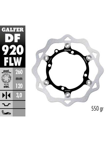 Disque de frein avant flottant Wave GALFER - 260 mm- SHERCO ENDURO (Fourche WP) 2014-