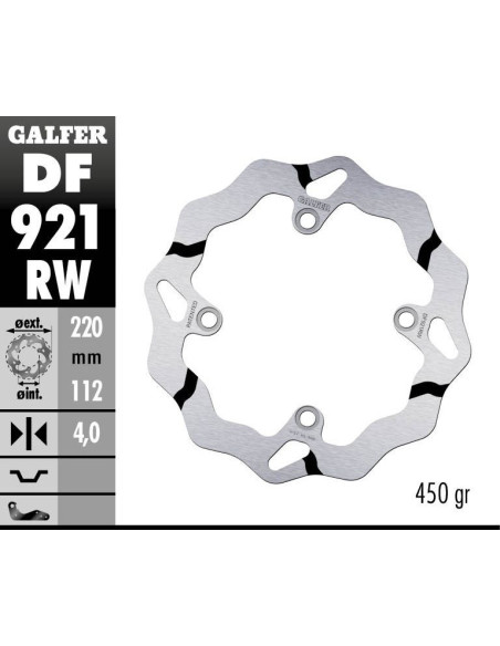 Disque de frein arrière fixe Wave GALFER- 220 mm- SHERCO ENDURO 2014-