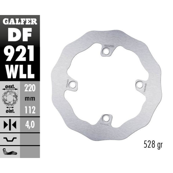 Disque de frein arrière fixe Wave GALFER- 220 mm- SHERCO ENDURO 2014-