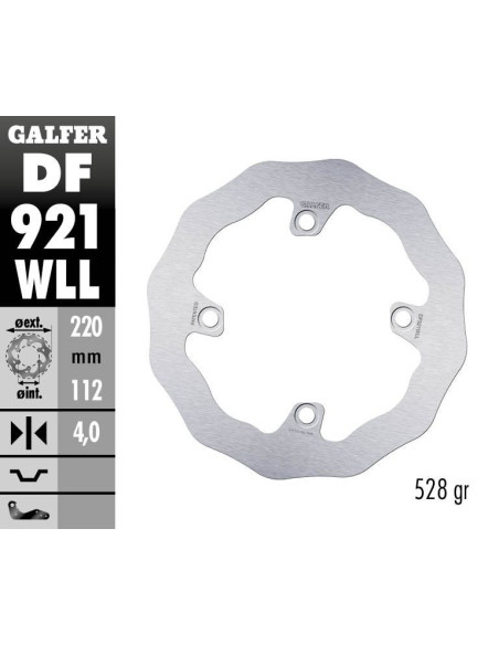 Disque de frein arrière fixe Wave GALFER- 220 mm- SHERCO ENDURO 2014-