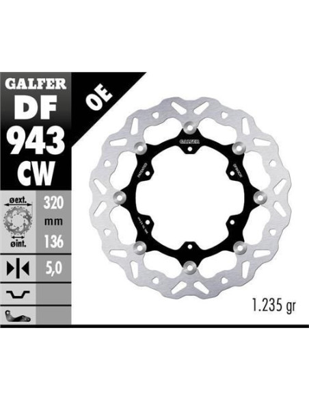Disque Frein GALFER Wave Flottant 320x5mm