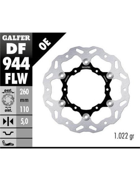 Disque Frein GALFER Wave Flottant 260x110x5mm