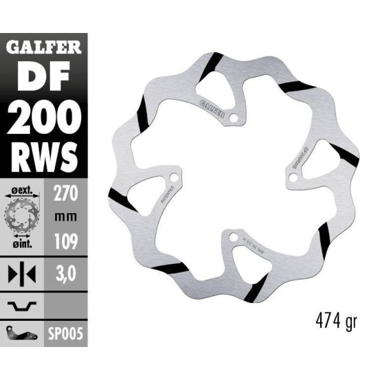 Disque de frein GALFER wave fixe oversize TSUNAMI 270x3mm - KAWASAKI KX