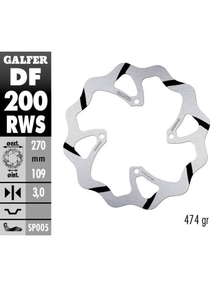 Disque de frein GALFER wave fixe oversize TSUNAMI 270x3mm - KAWASAKI KX