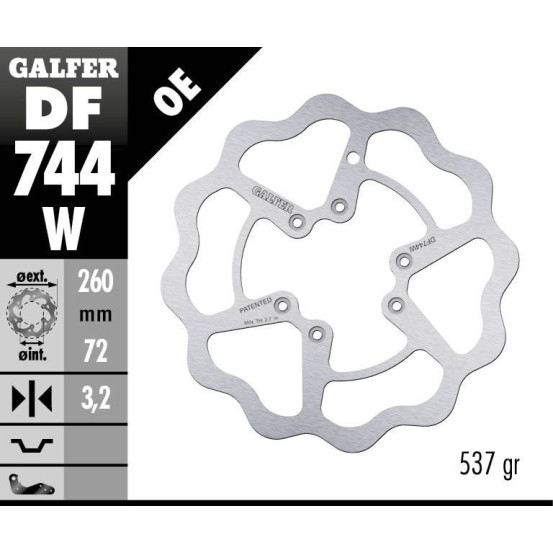 Disque de frein fixe Wave GALFER - 260 mm - BETA