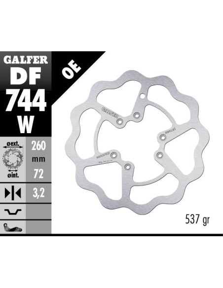 Disque de frein fixe Wave GALFER - 260 mm - BETA