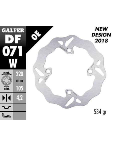 Disque de frein fixe Wave GALFER - 220 mm - HONDA SH 150 SCOOPY
