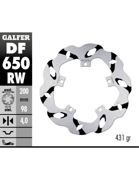 Disque de frein avant fixe Wave GALFER- 200 mm - PIAGGIO QUART