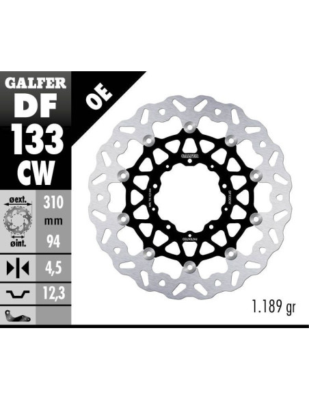 Disque de frein avant flottant Wave GALFER - 310 mm - HONDA CB1000 R NEO SPORTS CAFE 2018-