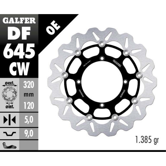 Disque de frein flottant Wave GALFER - 320 mm- HUSQVARNA SM510R (06)