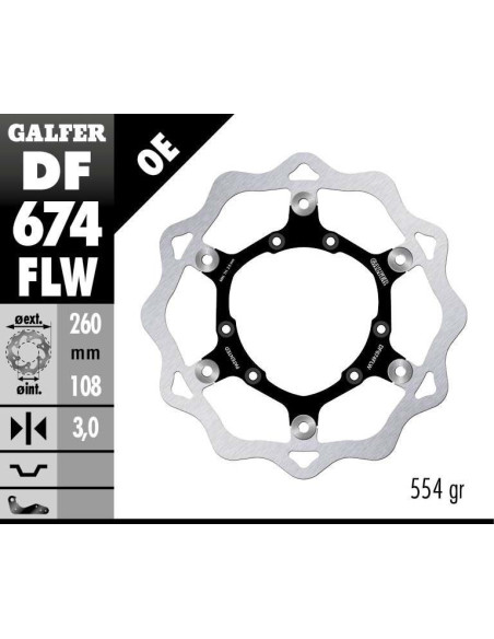 Disque de frein avant flottant Wave GALFER - 260 mm- RIEJU MRX - TANGO