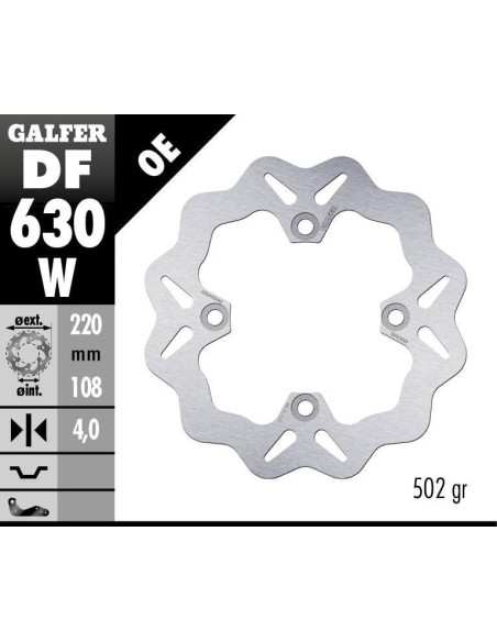 Disque de frein fixe Wave GALFER - 220 mm - DUCATI 748 SP