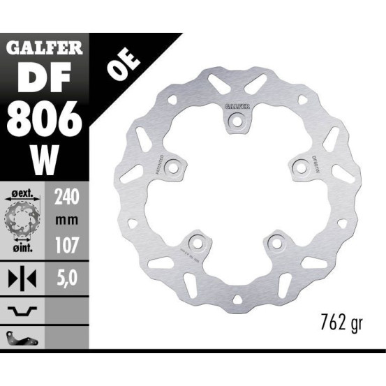Disque de frein arrière fixe Wave GALFER - 240 mm - KTM DUKE 790-890 REAR
