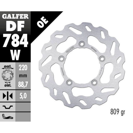 Disque de frein arrière fixe Wave GALFER - 220 mm - KTM RC8 REAR