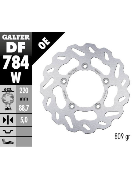 Disque de frein arrière fixe Wave GALFER - 220 mm - KTM RC8 REAR