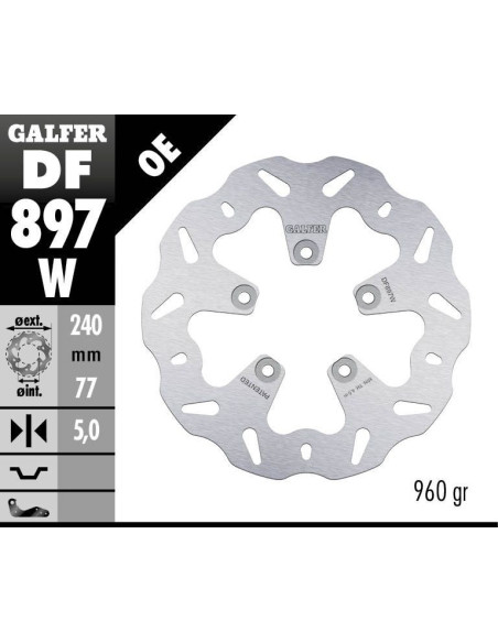 Disque de frein arrière fixe Wave GALFER - 240 mm - MOTUS