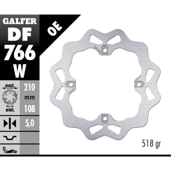 Disque de frein arrière fixe Wave GALFER - 210 mm - MV AUGUSTA BRUTALE (01-06)