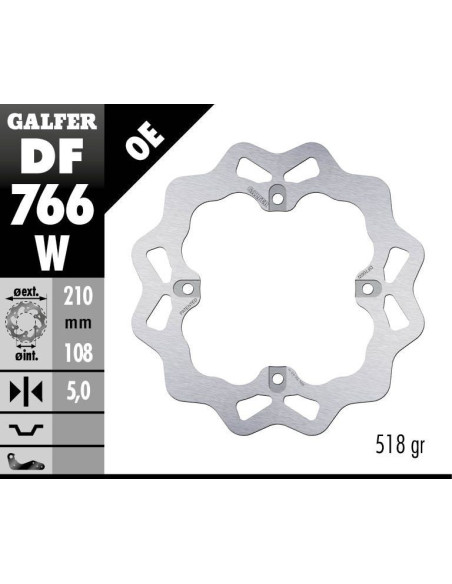 Disque de frein arrière fixe Wave GALFER - 210 mm - MV AUGUSTA BRUTALE (01-06)