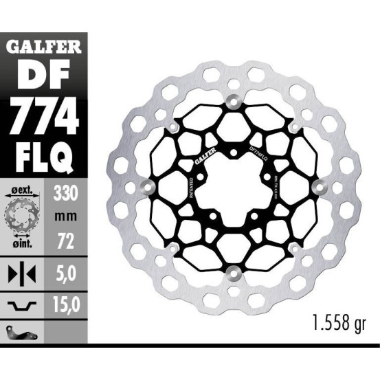 Disque de frein avant flottant GALFER CUBIQ - 330 mm- DUCATI PANIGALE - STREETFIGHTER