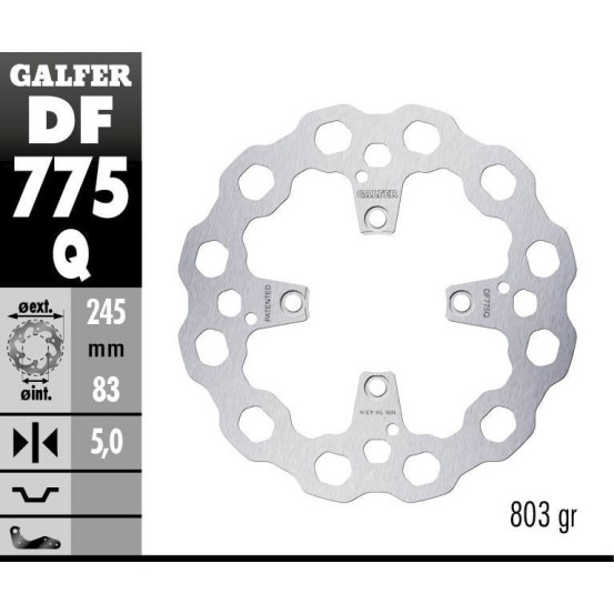 Disque de frein arrière fixe GALFER CUBIQ - 245 mm - DUCATI STREETFIGHTER - PANIGALE