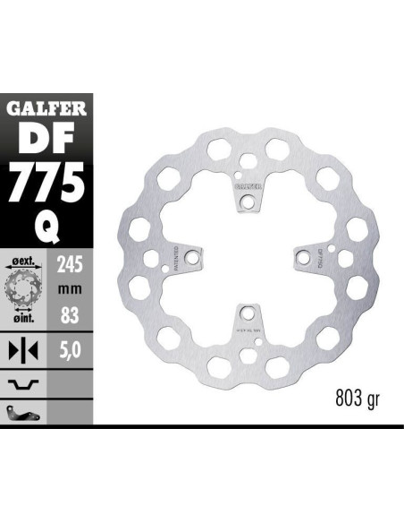 Disque de frein arrière fixe GALFER CUBIQ - 245 mm - DUCATI STREETFIGHTER - PANIGALE