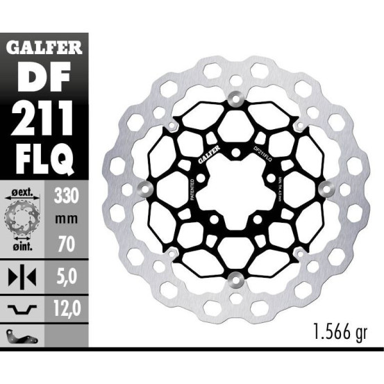Disque de frein avant flottant GALFER CUBIQ - 330 mm- KAWASAKI ZX-10R SE