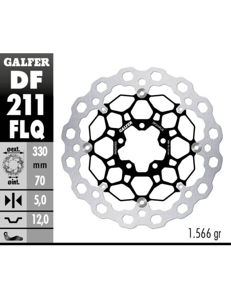 Disque de frein avant flottant GALFER CUBIQ - 330 mm- KAWASAKI ZX-10R SE