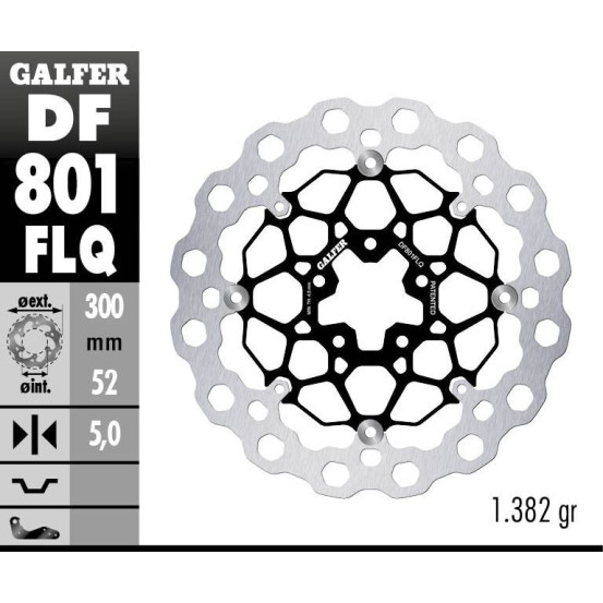 Disque de frein avant flottant GALFER CUBIQ - 300 mm - KTM 790 DUKE