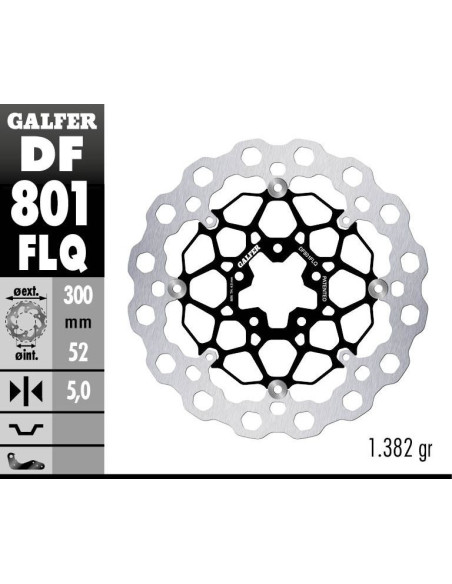 Disque de frein avant flottant GALFER CUBIQ - 300 mm - KTM 790 DUKE