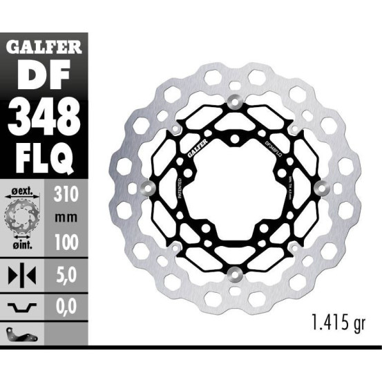 Disque de frein avant flottant GALFER CUBIQ - 310 mm - SUZUKI GSX R 600 - 750 - 1000