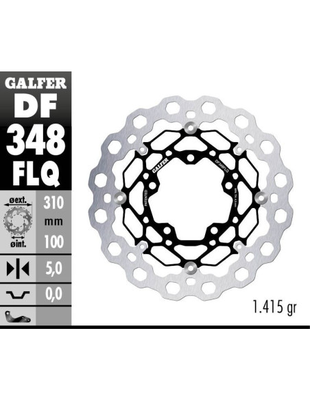 Disque de frein avant flottant GALFER CUBIQ - 310 mm - SUZUKI GSX R 600 - 750 - 1000
