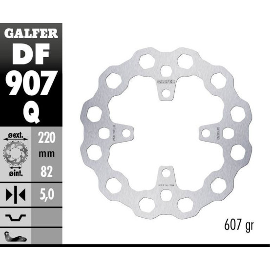 Disque de frein arrière fixe GALFER CUBIQ - 220 mm - TRIUMPH STREET TRIPLE - DAYTONA - THRUXTON