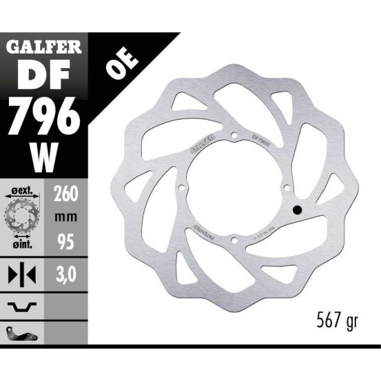 Disque de frein avant fixe Wave GALFER - 260 mm- KTM FREERIDE
