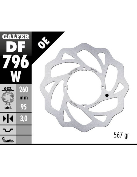 Disque de frein avant fixe Wave GALFER - 260 mm- KTM FREERIDE