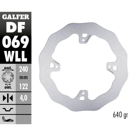 Disque de frein arrière fixe Wave GALFER- 240 mm- HONDA CR-CRF