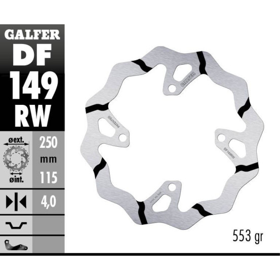 Disque de frein arrière fixe Wave GALFER- 250 mm- KAWASAKI KX 450F 2019-