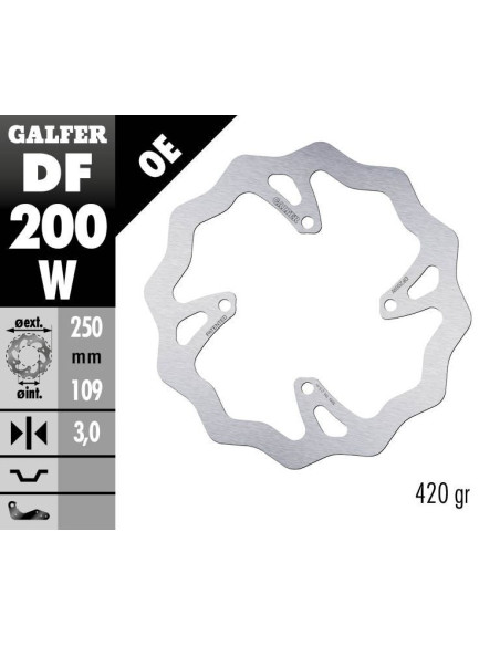 Disque de frein avant fixe Wave GALFER - 250 mm- KAWASAKI KX