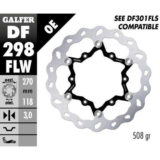 Disque de frein avant flottant Wave GALFER - 270 mm- YAMAHA YZ F 2016-