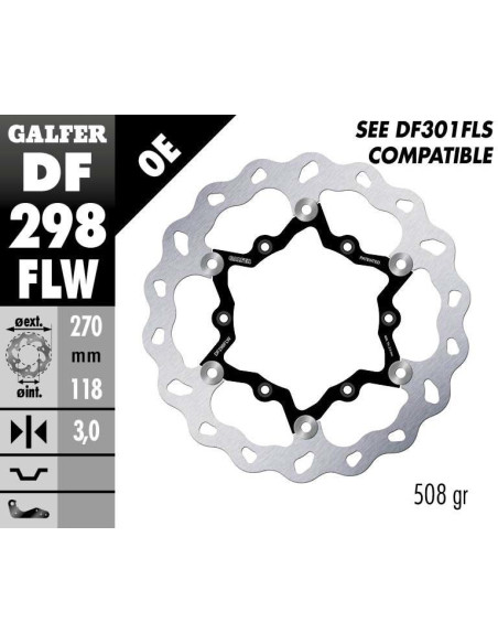 Disque de frein avant flottant Wave GALFER - 270 mm- YAMAHA YZ F 2016-