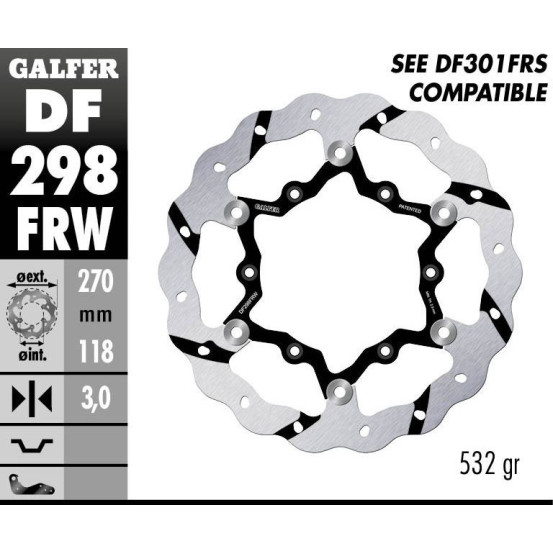Disque de frein avant flottant Wave GALFER- 270 mm- YAMAHA YZ F 2016-