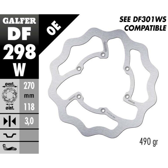 Disque de frein avant fixe Wave GALFER - 270 mm- YAMAHA YZ F 2016-