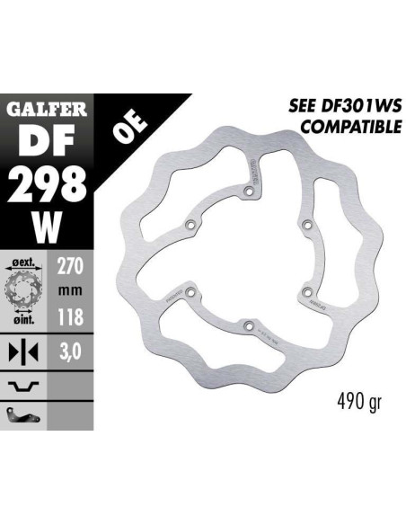 Disque de frein avant fixe Wave GALFER - 270 mm- YAMAHA YZ F 2016-