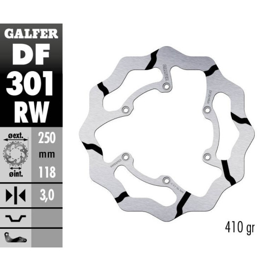Disque de frein avant fixe Wave GALFER- 250 mm- YAMAHA YZ - YZF -2015