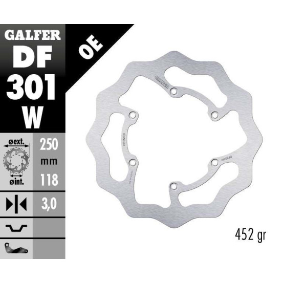 Disque de frein avant fixe Wave GALFER - 250 mm- YAMAHA YZ - YZF -2015