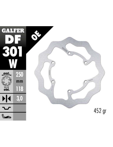 Disque de frein avant fixe Wave GALFER - 250 mm- YAMAHA YZ - YZF -2015