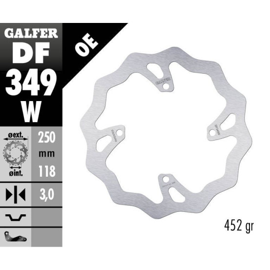 Disque de frein avant fixe Wave GALFER - 250 mm- SUZUKI RM Z