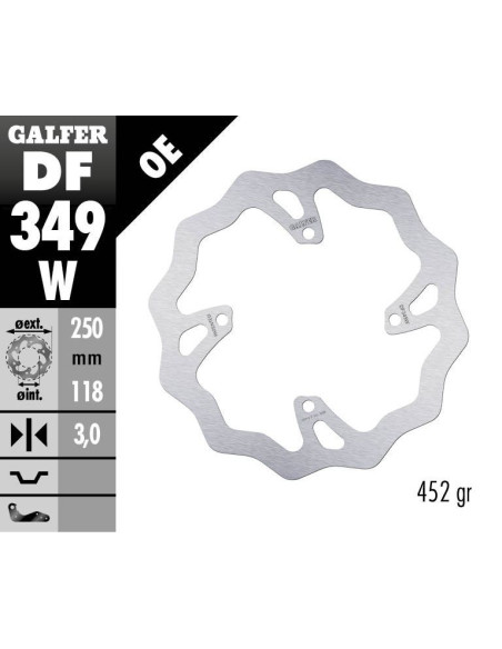 Disque de frein avant fixe Wave GALFER - 250 mm- SUZUKI RM Z
